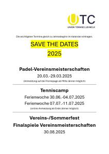 SAVE THE DATES 2025 - die wichtigsten Termine 2025